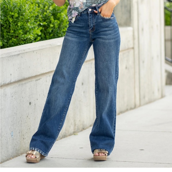 KanCan Denim - KanCan Dark Blue High-Rise Wide Leg Jeans